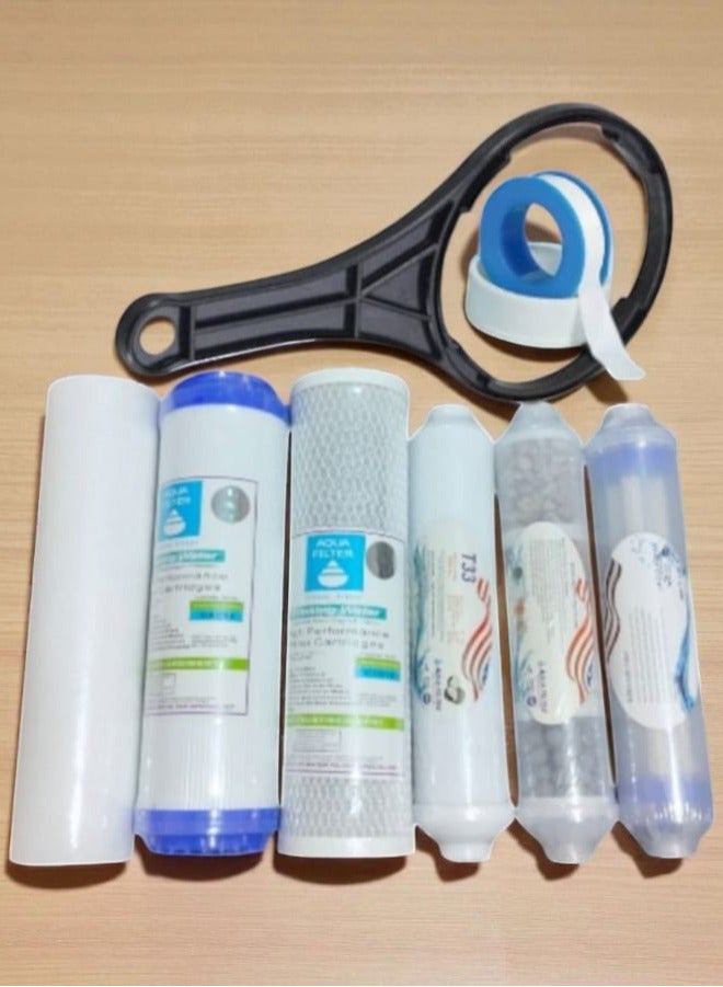 مجموعة شمعات لفلتر  مياة 5 مراحل العلامة المائيه + تيفلون ومفتاح فلتر